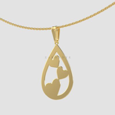 پلاک طلا طرح اشک و قلب تو پر کد 01
