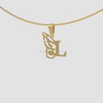 پلاک طلا حرف l انگلیسی و پروانه کد 01