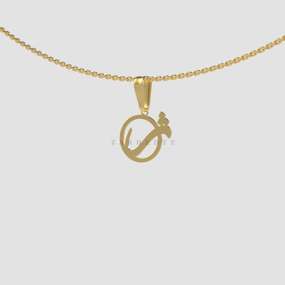 پلاک طلا حرف ژ فارسی و دایره کد 01