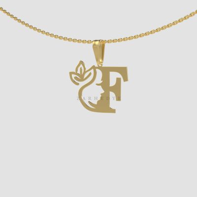 پلاک طلا حرف f انگلیسی و زن کد 01