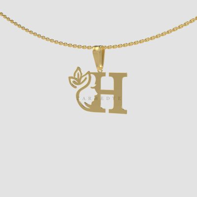پلاک طلا حرف h انگلیسی و زن کد 01