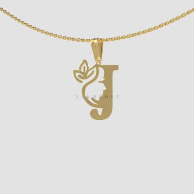 پلاک طلا حرف j انگلیسی و زن کد 01