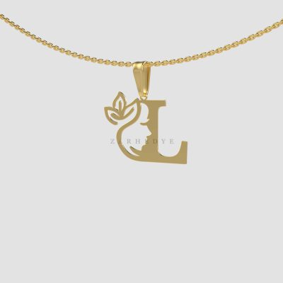 پلاک طلا حرف l انگلیسی و زن کد 01