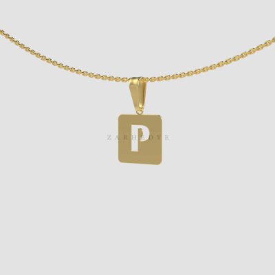 پلاک طلا حرف p انگلیسی و مربع کد 01