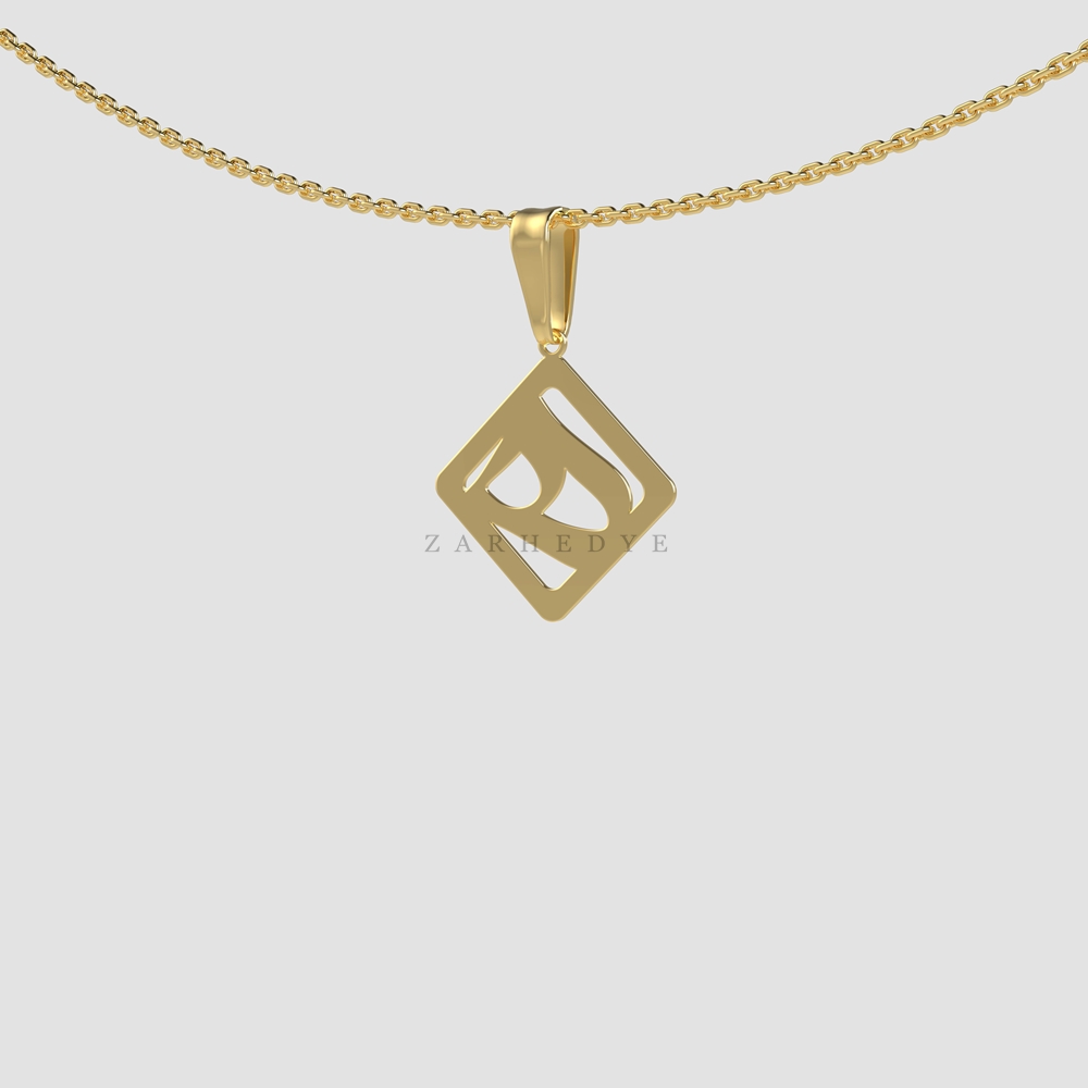 پلاک طلا حرف ه فارسی و مربع کد 01