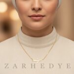 پلاک طلا اسم فاطمه کد 01 روی گردن مدل