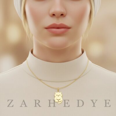 آویز طلا گربه کد 01 روی گردن مدل