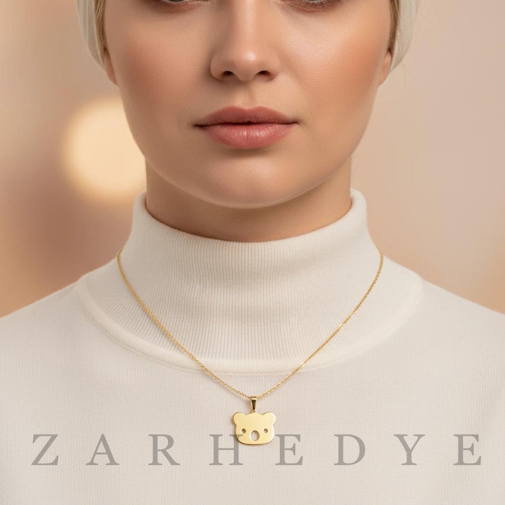 آویز طلا خرس کد 02 روی گردن مدل
