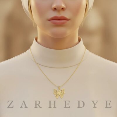 آویز طلا پروانه کد 020 روی گردن مدل