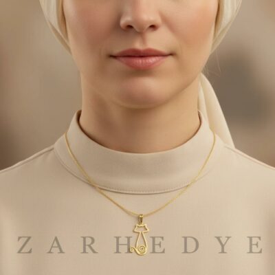 آویز طلا گربه کد 04 روی گردن مدل