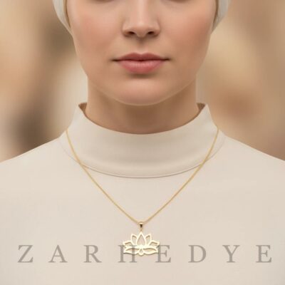 آویز طلا گل نیلوفر کد 02 روی گردن مدل