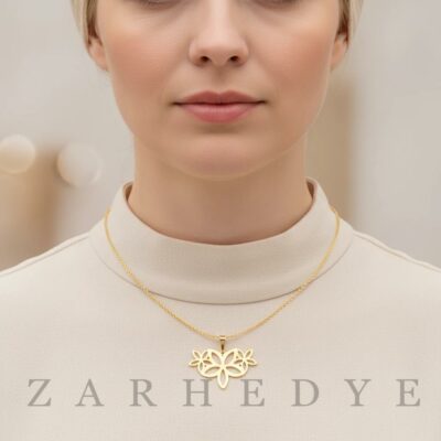 آویز طلا گل پنج پر کد 06 روی گردن مدل