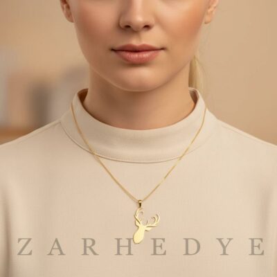 آویز طلا گوزن کد 02 روی گردن مدل