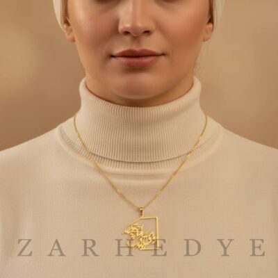 پلاک طلا روزی آید که دلم هیچ تمنا نکند کد 04 روی گردن مدل