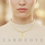 پلاک طلا طرح گل زنبق و قلب کد 01 روی گردن مدل