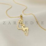 آویز طلا آهو و دختر کد 01 روی پارچه ابریشم