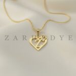 پلاک طلا حرف Z انگلیسی و قلب تو خالی و تاج کد 01 روی پارچه ابریشم