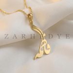 پلاک طلا اسم فاطمه کد 04 روی پارچه ابریشم